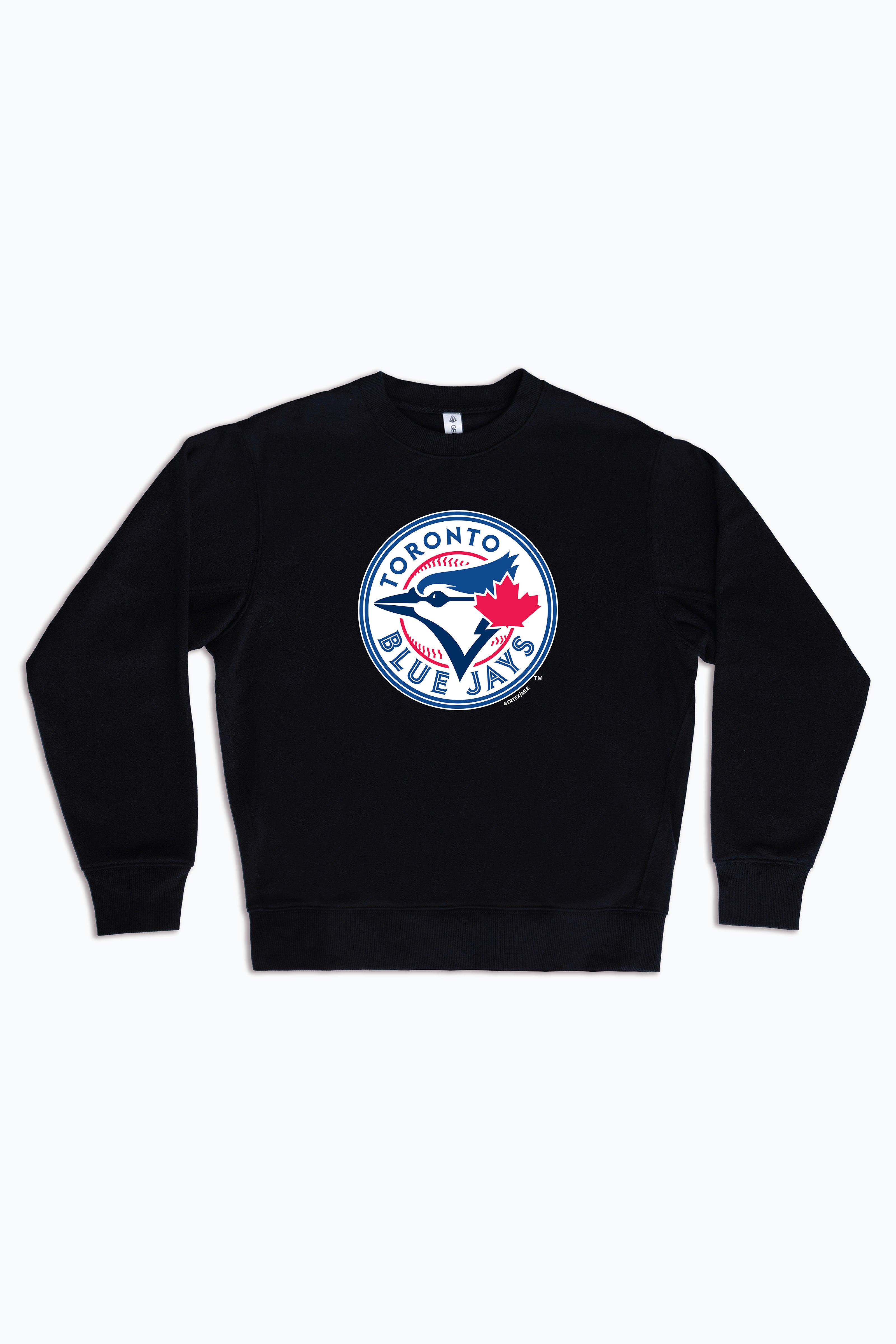 MLB Toronto Blue Jays Logo Crewneck Sweatshirt for Adult Men & Women | Unisex Black Fleece Pullover