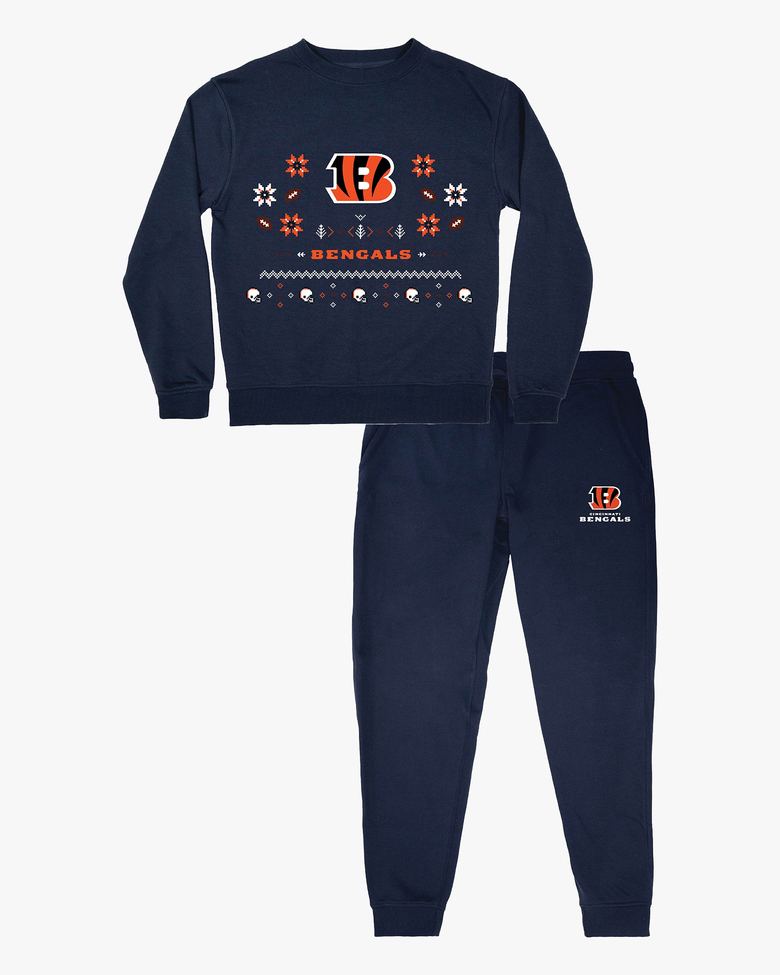 NFL Unisex Adult Ugly Holiday Lounge Set in Navy French Terry Cotton