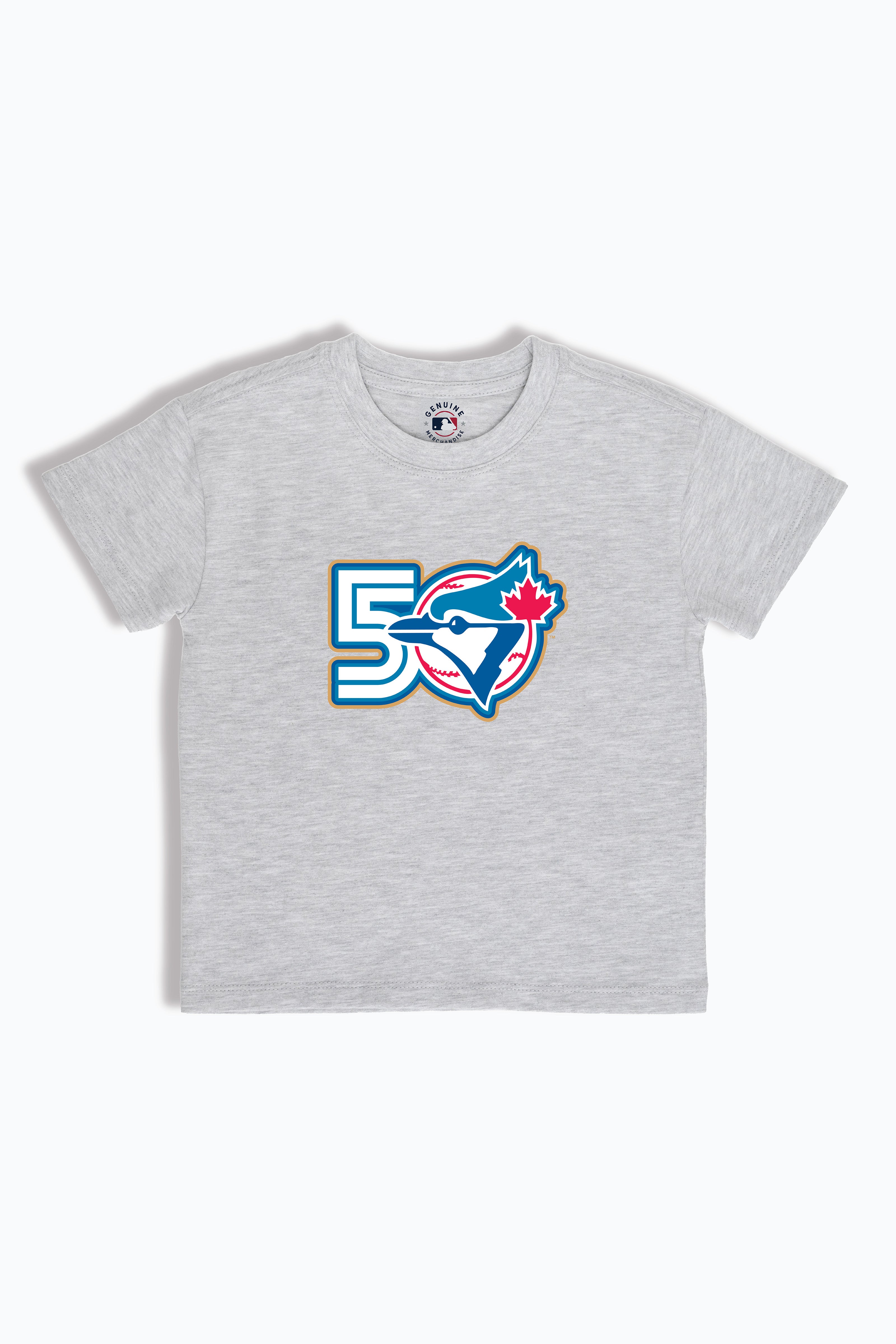 50th Anniversary Toronto Blue Jays Baby/Toddler T-Shirt, Soft Cloud Wash Combed Cotton, 6M-4T