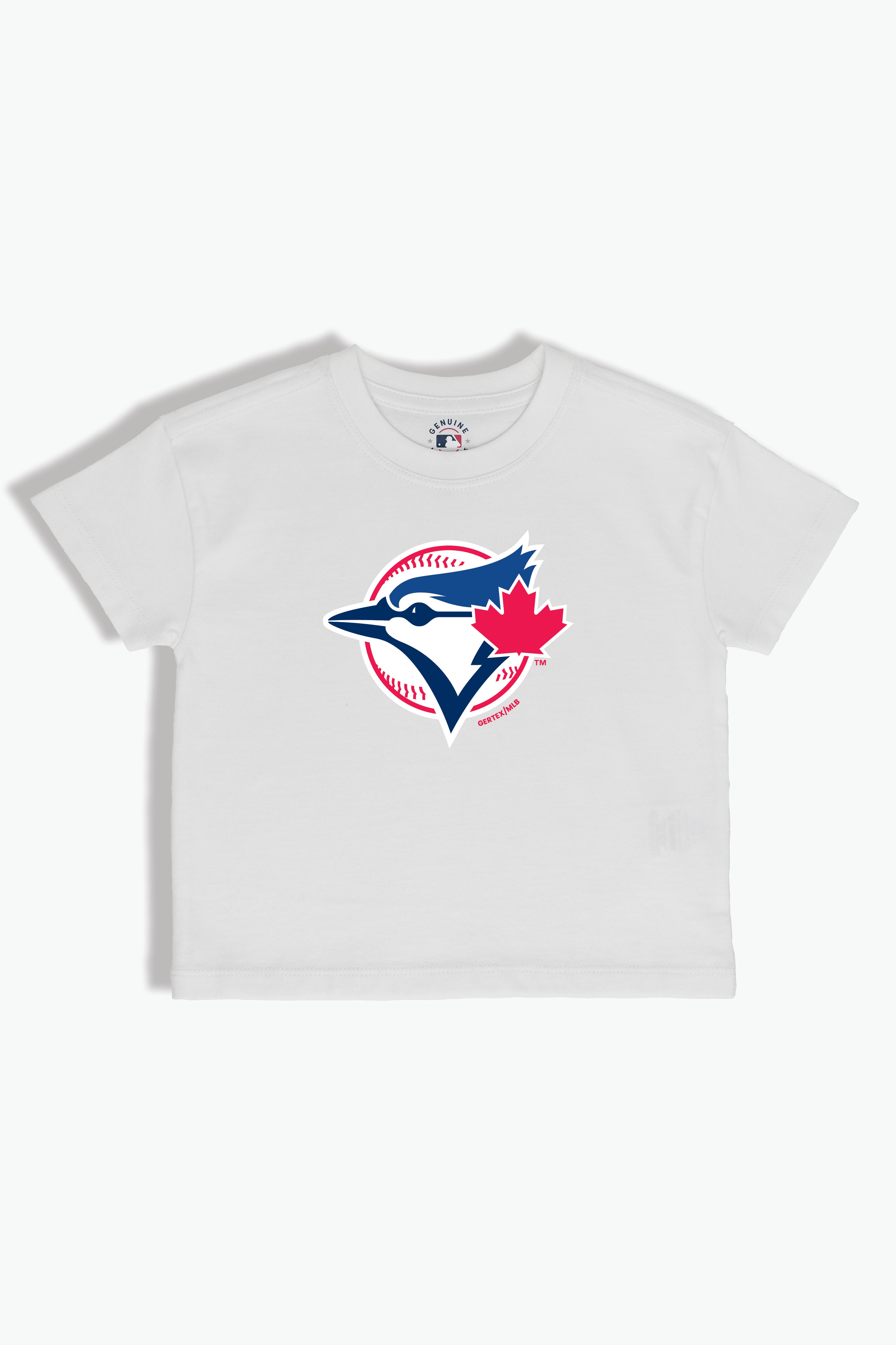 Toronto Blue Jays Kids White T-Shirt MLB Youth Tee, Soft Combed Cotton, Boys & Girls S-XL