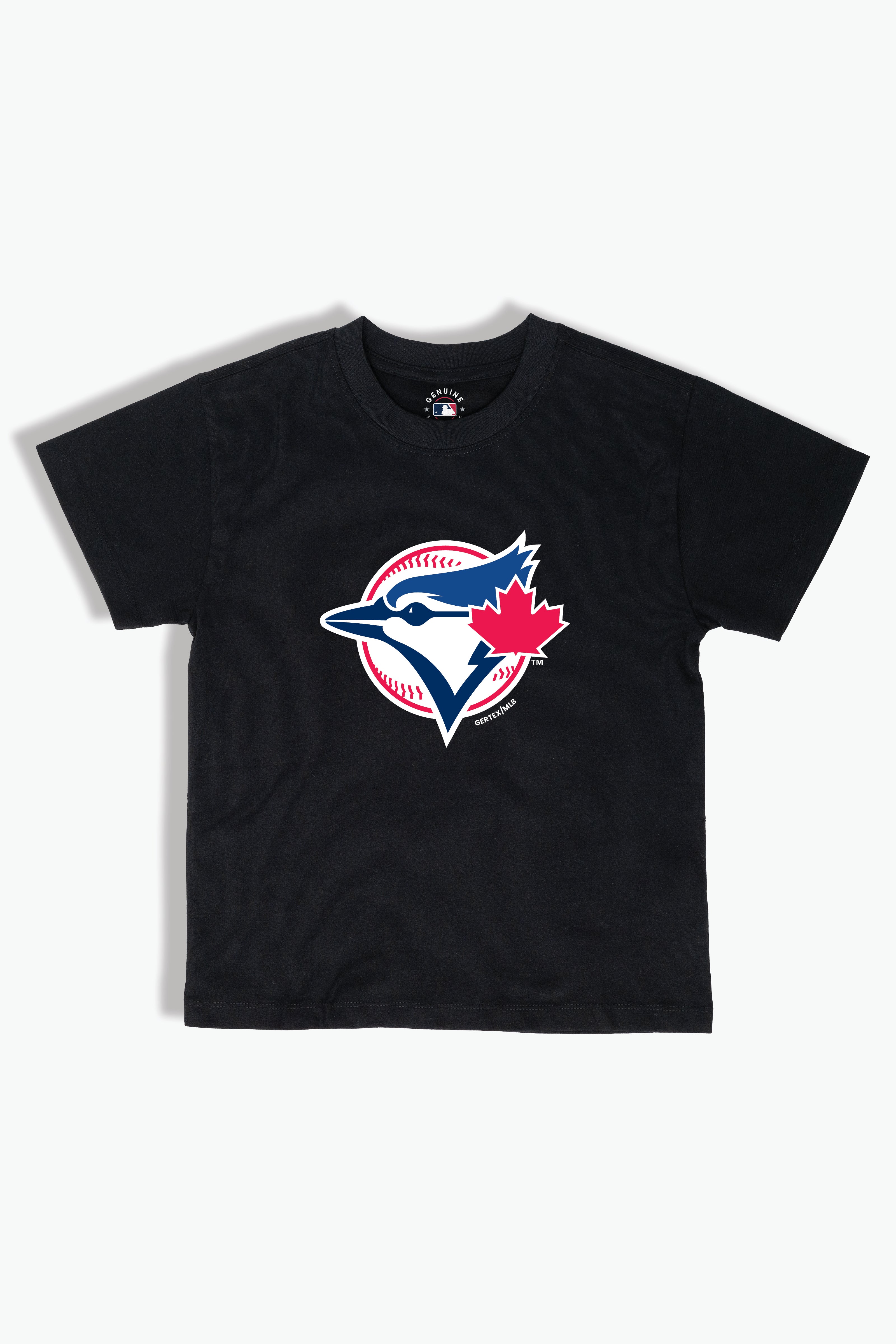 Toronto Blue Jays Kids T-Shirt MLB Youth Black Tee, Soft Combed Cotton, Boys & Girls S-XL