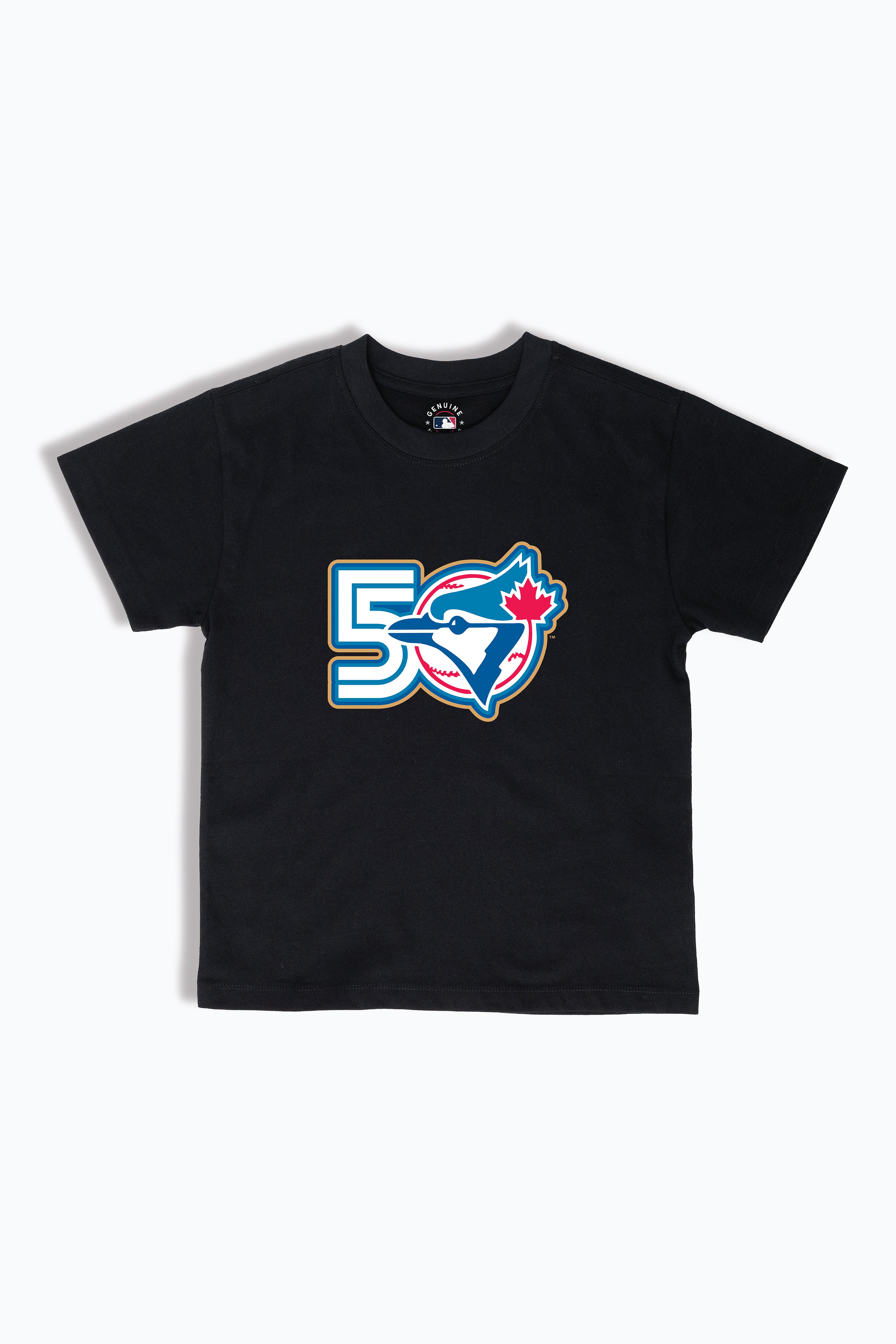 Blue Jays Kids T-Shirt MLB 50th Anniversary Toronto Blue Jays Youth Tee, Soft Combed Cotton, Boys & Girls S-XL