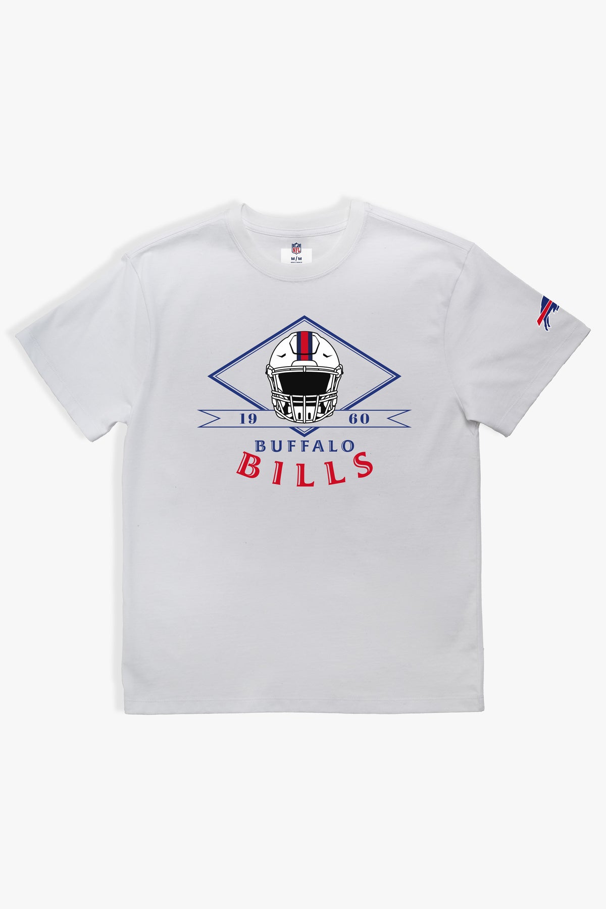 NFL Team Logo Helmet White T-Shirt, Soft Cloud Tee in 100% Cotton, Relaxed Boxy Fit, XS-XXL