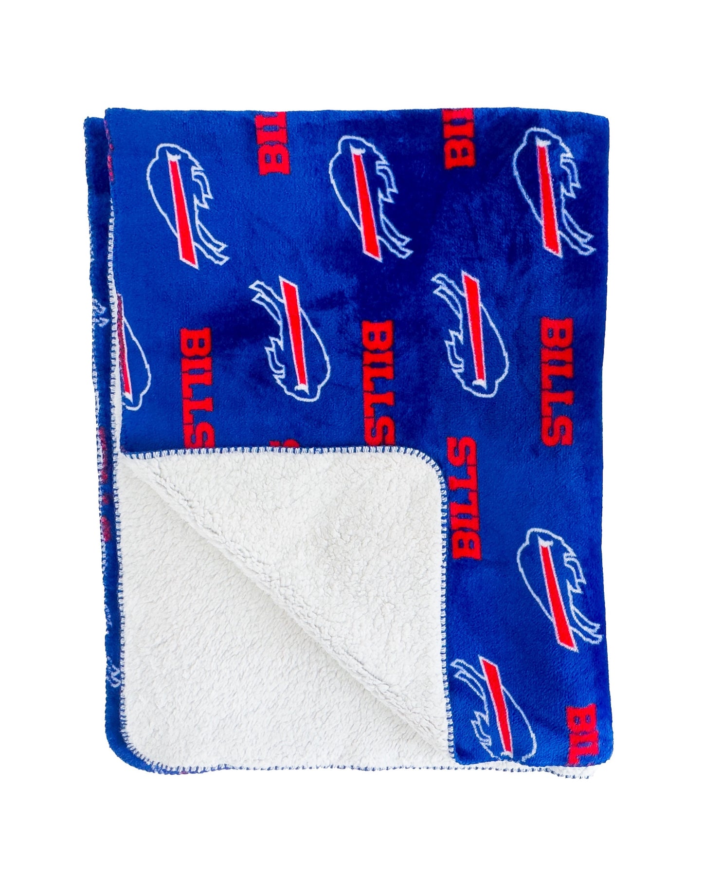 NFL Buffalo Bills Faux Shearling Sherpa Lined Blanket with Soft Coral Fleece