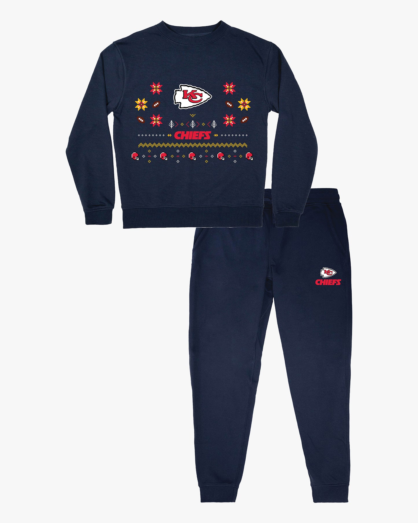 NFL Unisex Adult Ugly Holiday Lounge Set in Navy French Terry Cotton