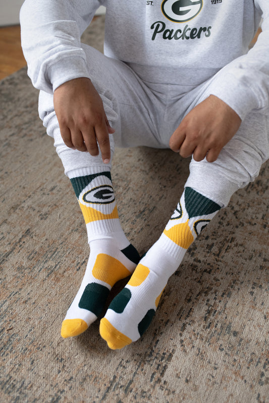 green bay packers dress socks Colorblock Footy Slipper Socks by For Bare Feet Gear up for the NFL