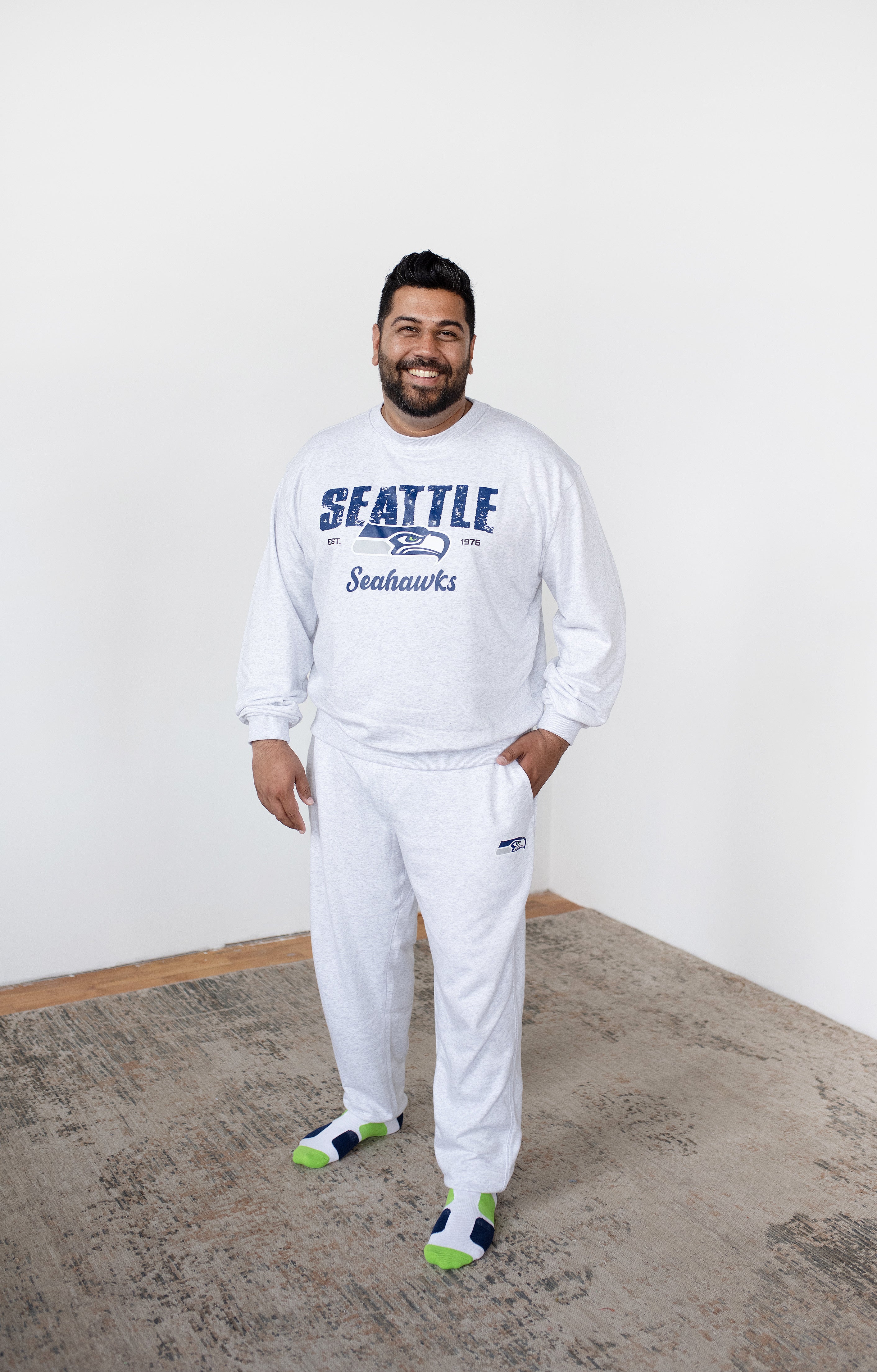 NFL Seattle Seahawks Grey French Terry PJ Lounge Set