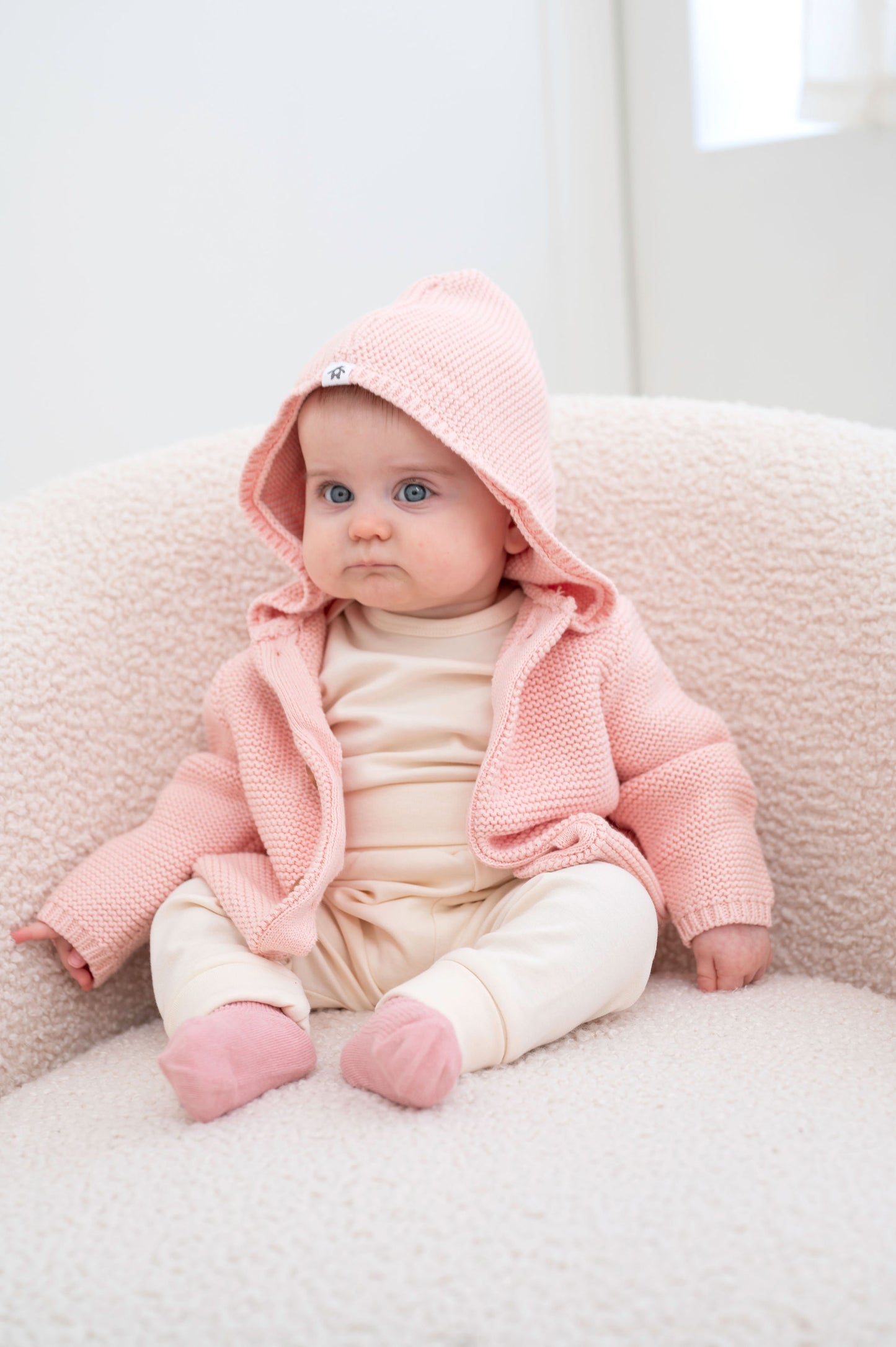 Snugabye Baby Knit Cardigan with Hood - Misty Rose