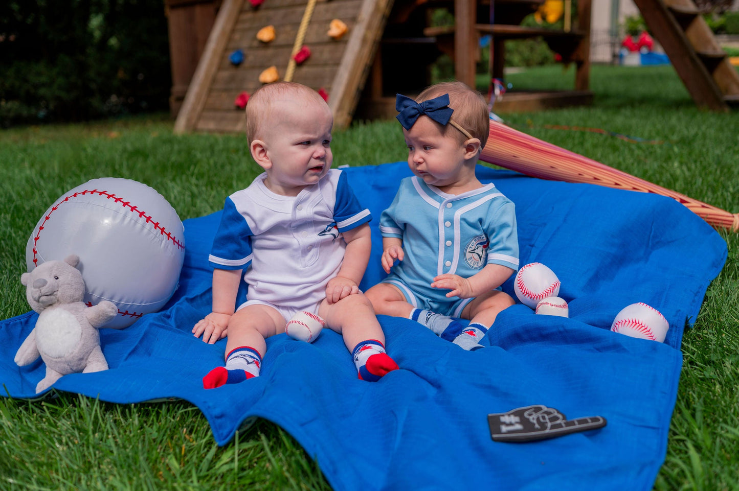 Customizable MLB Toronto Blue Jays Baby Powder Blue Romper