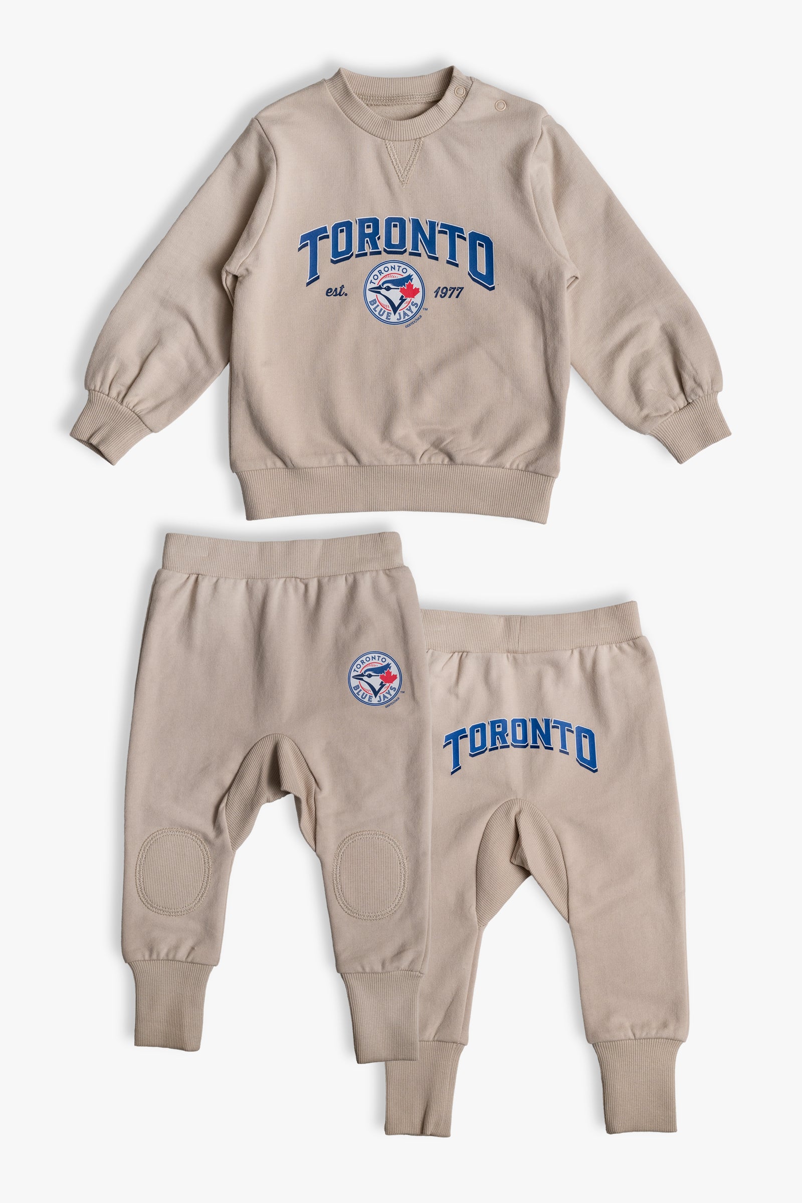 MLB Toronto Blue Jays Baby and Toddler 2-Piece Set in Oatmeal | Made With Organic, Non-GMO Cotton