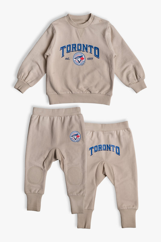 MLB Toronto Blue Jays Baby and Toddler 2-Piece Set in Oatmeal | Made With Organic, Non-GMO Cotton