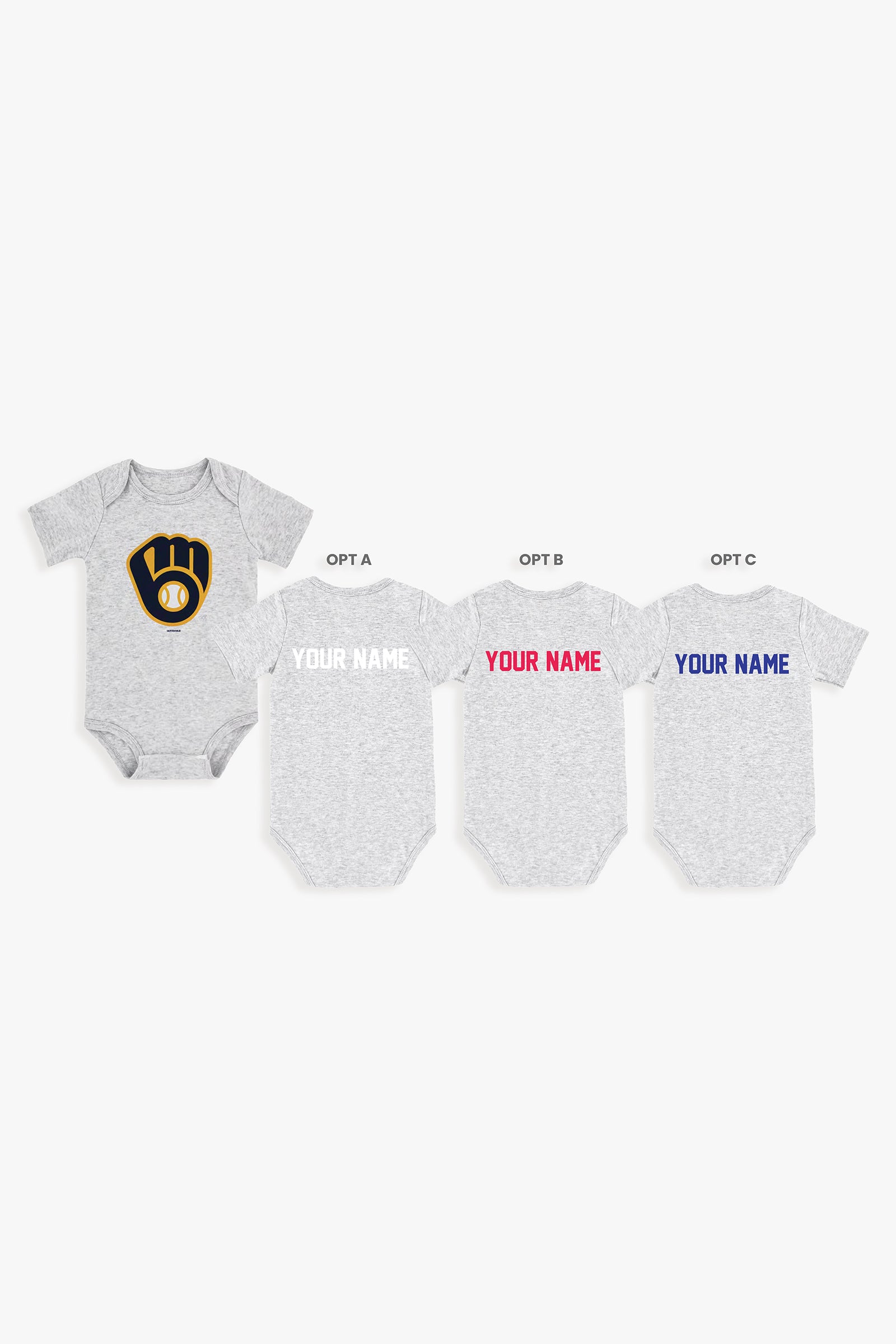 Gertex Customizable MLB Baby Onesie Bodysuit in Grey (6-9 Months)