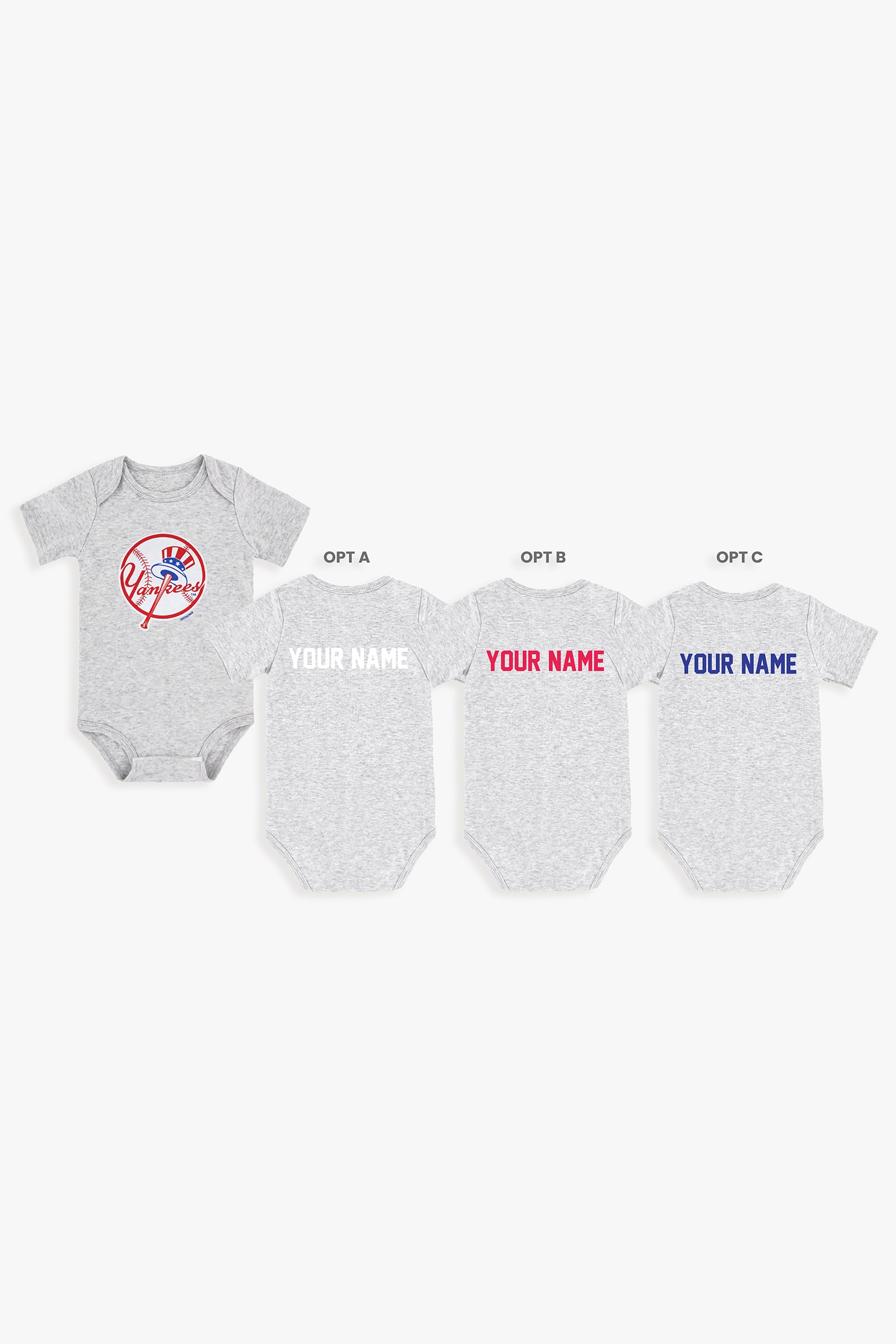 Newborn & Infant Heather Gray/Navy/White New York Yankees Minor League Player Three-Pack Bodysuit Set