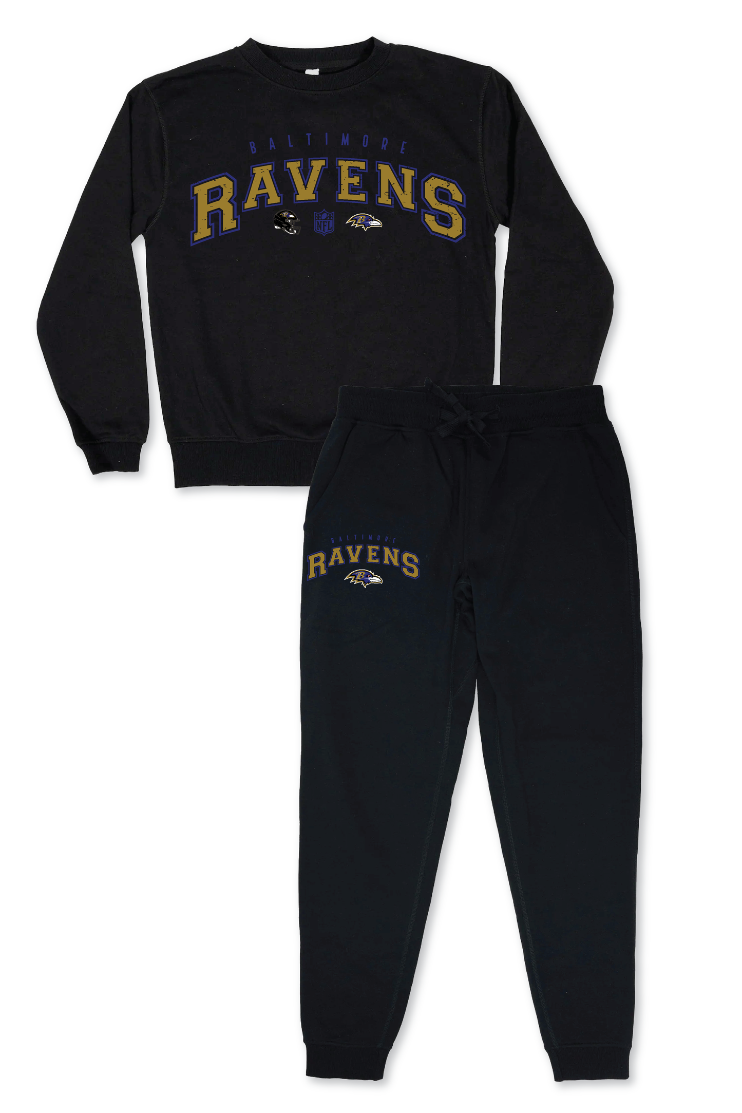 NFL Unisex Adult Black Distressed Vintage Varsity Lounge Set