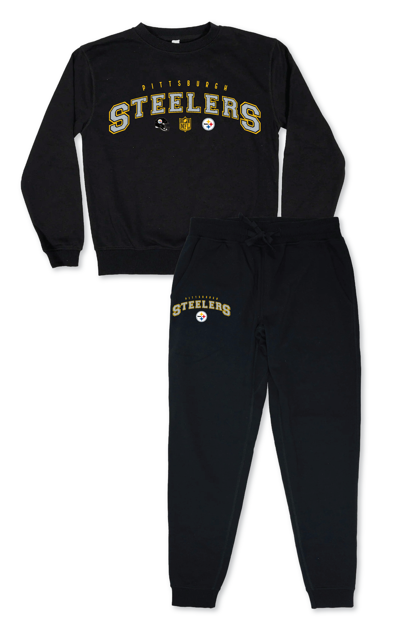 NFL Unisex Adult Black Distressed Vintage Varsity Lounge Set