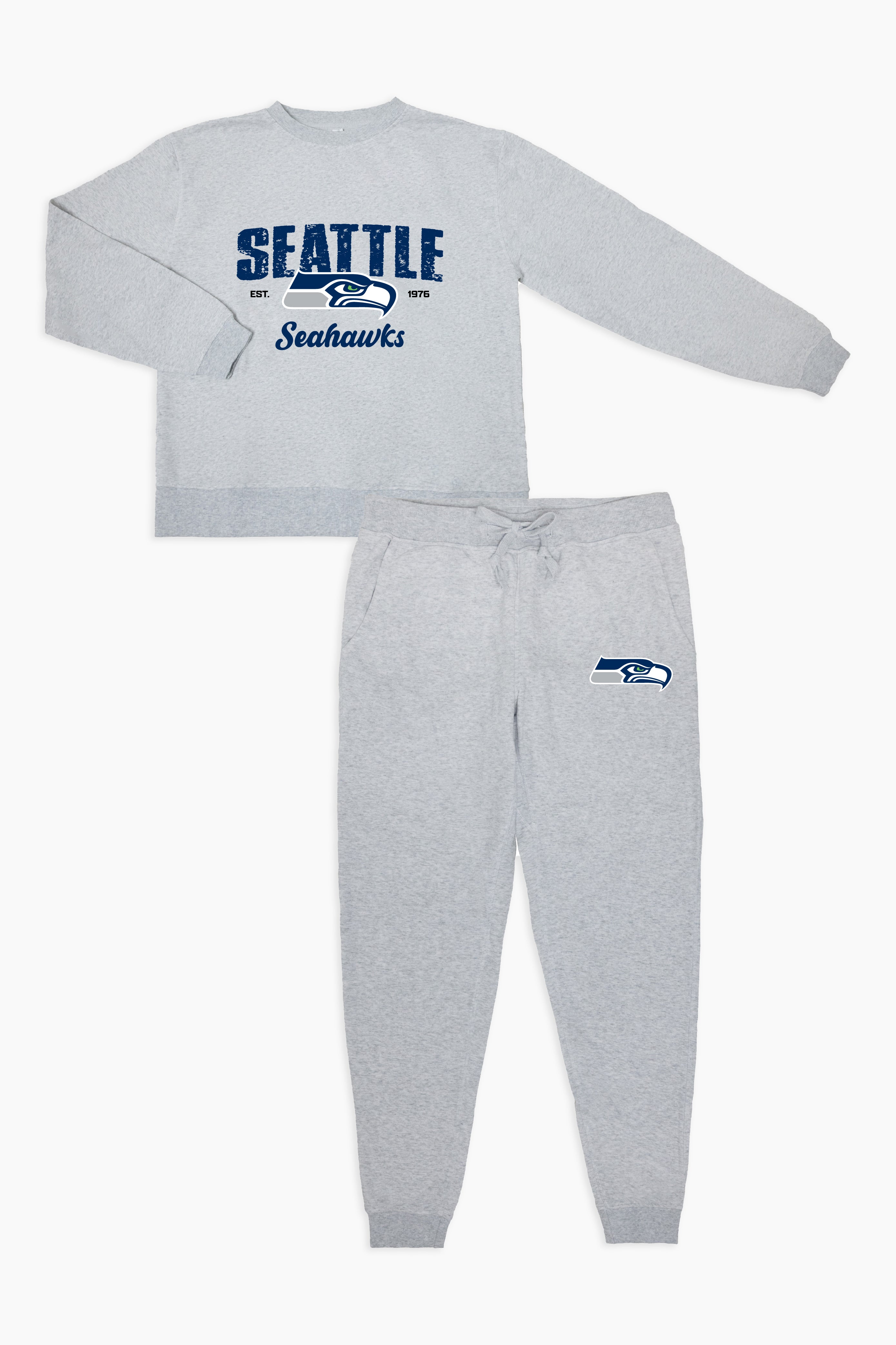 NFL Seattle Seahawks Grey French Terry PJ Lounge Set