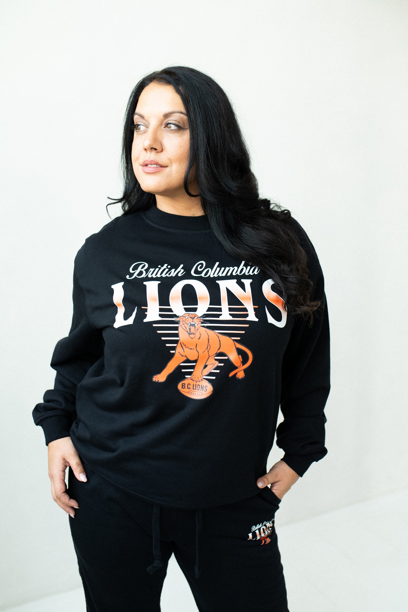 CFL BC Lions Black Unisex Adult Matching French Terry Cotton Lounge Set