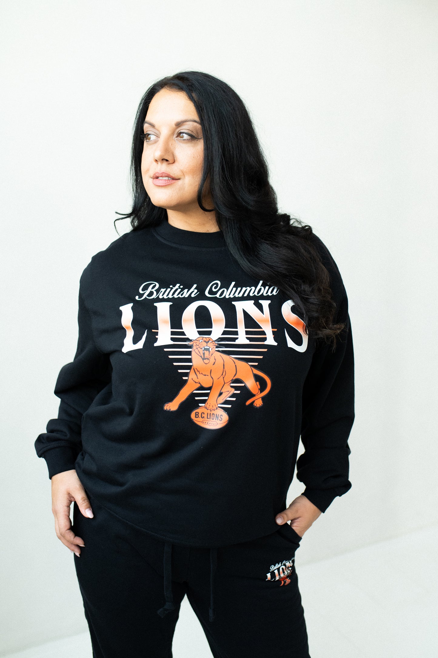 CFL BC Lions Black Unisex Adult Matching French Terry Cotton Lounge Set