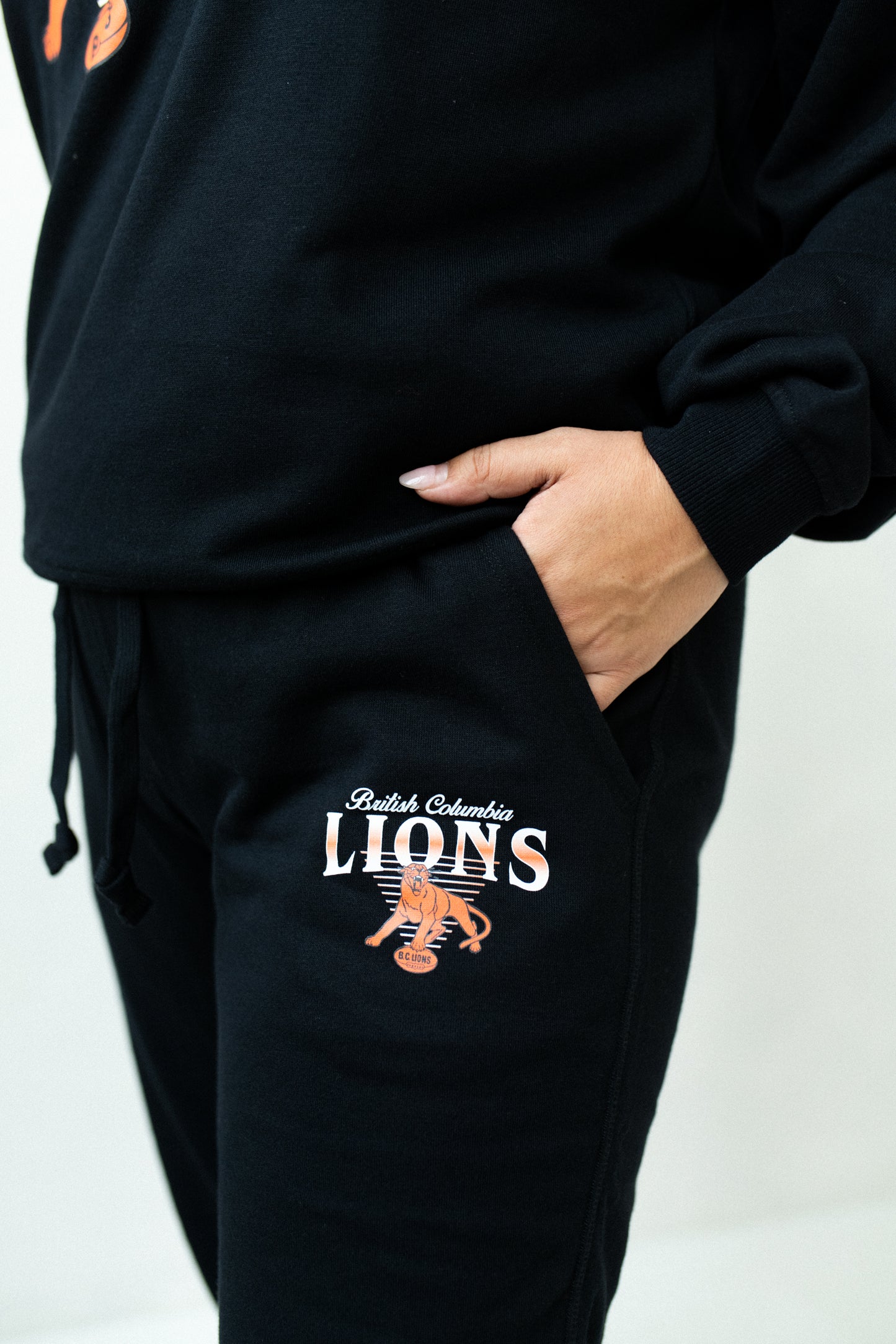 CFL BC Lions Black Unisex Adult Matching French Terry Cotton Lounge Set