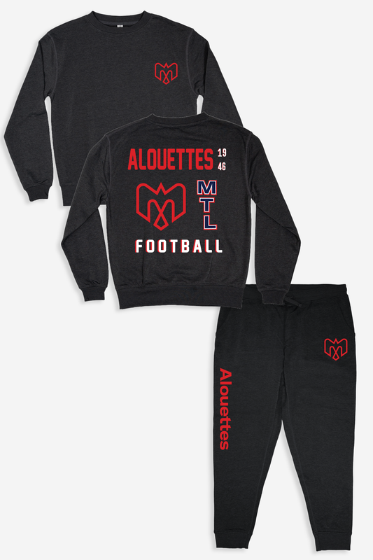CFL Montreal Alouettes Dark Grey Unisex Adult Matching French Terry Cotton Lounge Set