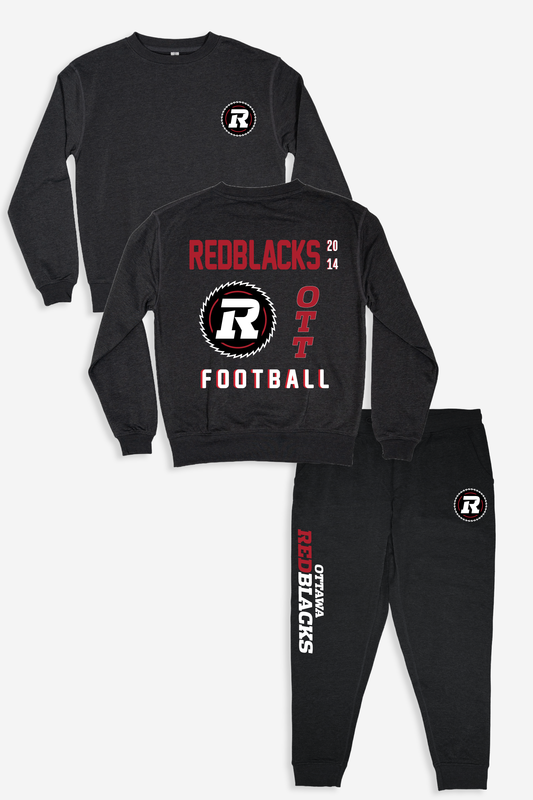 CFL Ottawa Redblacks Dark Grey Unisex Adult Matching French Terry Cotton Lounge Set
