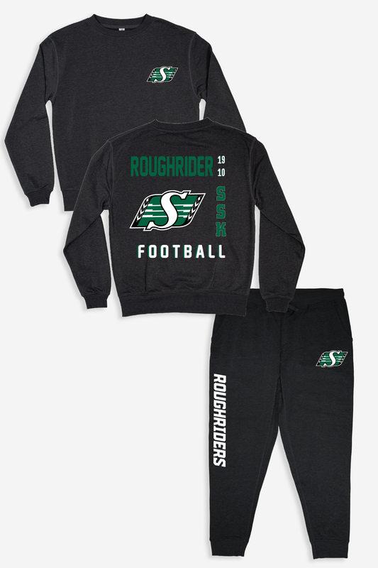 CFL Saskatchewan Roughriders Dark Grey Unisex Adult Matching French Terry Cotton Lounge Set