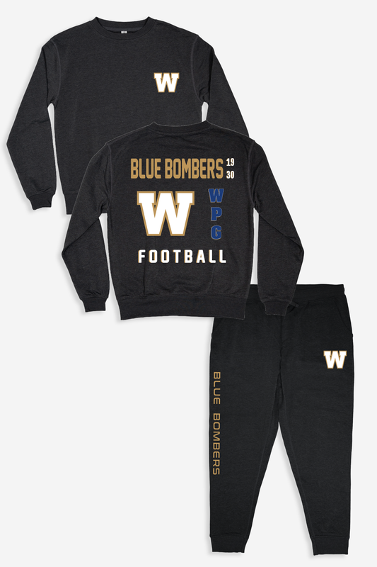 CFL Winnipeg Blue Bombers Dark Grey Unisex Adult Matching French Terry Cotton Lounge Set