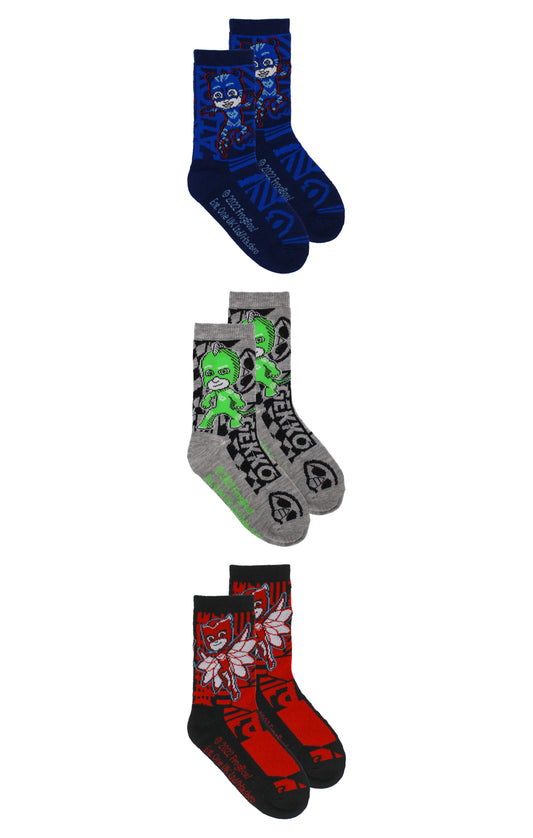 PJ Masks Boys 3-Pack Crew Socks | Kids Size 4-6