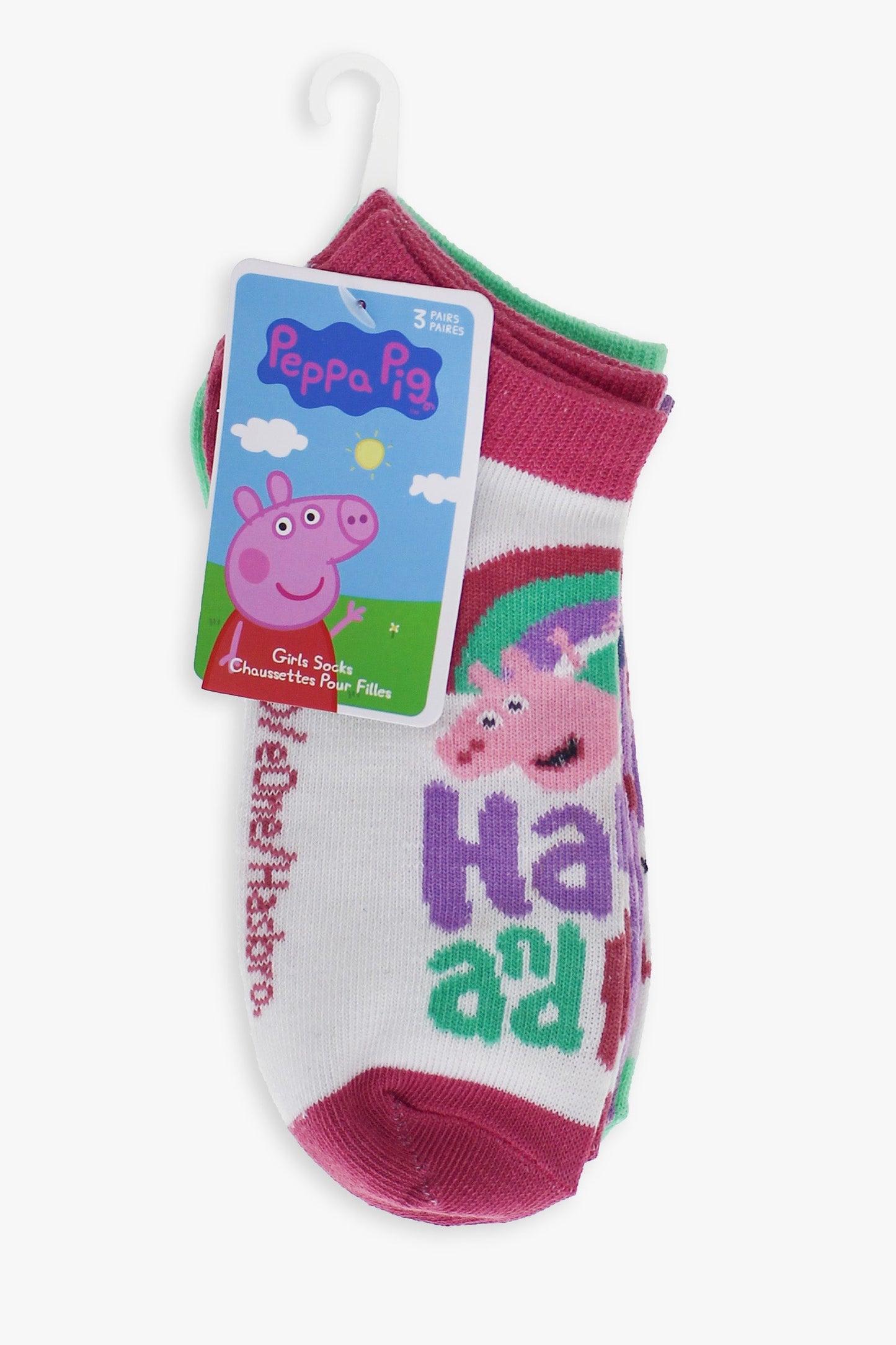 Gertex Peppa Pig Girls 3-Pack No-Show Ankle Socks