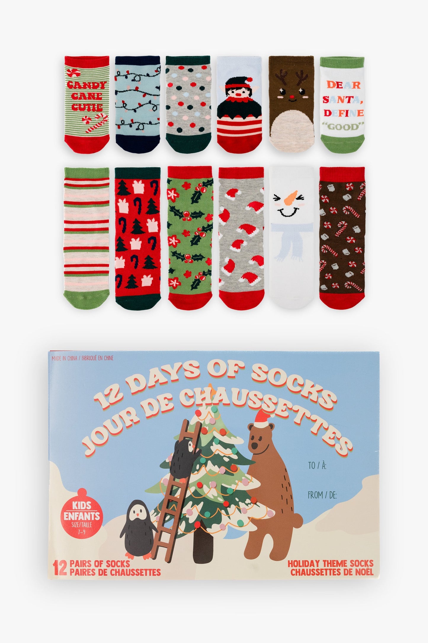 Kids Holiday "12 Days of Socks" Advent Calendar