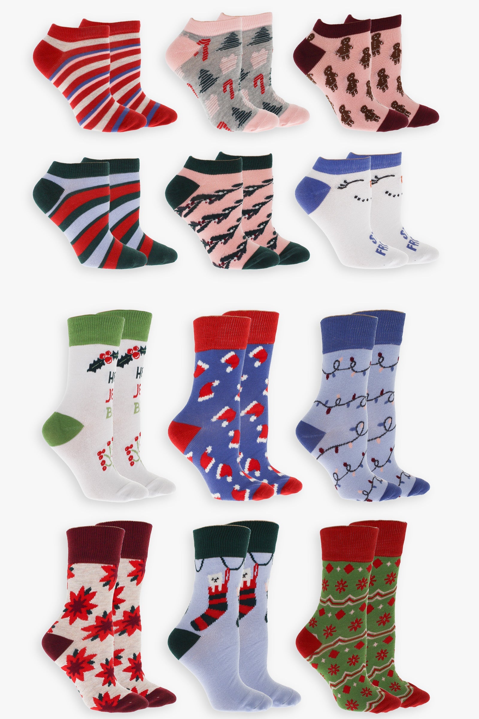 Women's "12 Days of Socks" Holiday Gift Advent Calendar