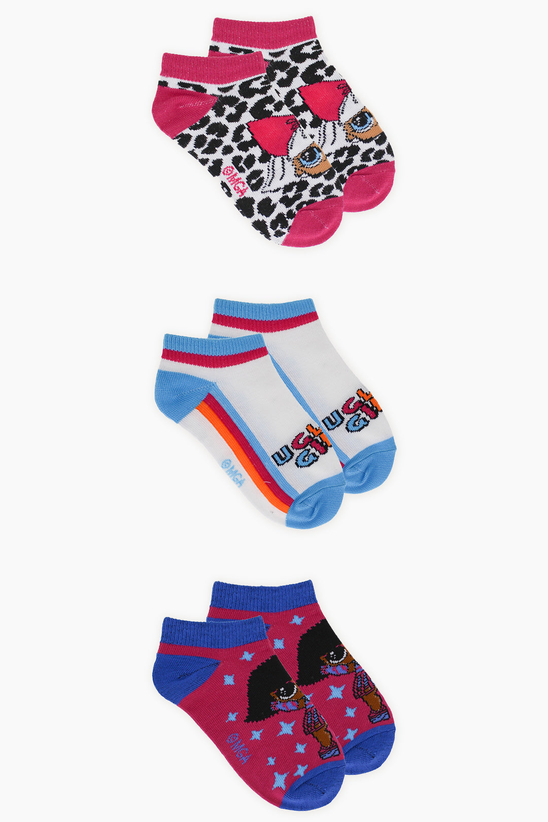 Gertex L.O.L. Surprise Youth Girls 3-Pack No-Show Ankle Socks