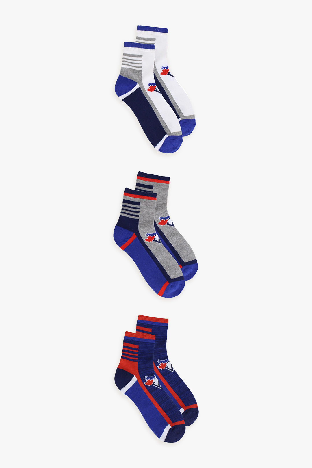 Gertex Toronto Blue Jays Socks Quarter Length 3 Pack Mens Shoe Size 7-12