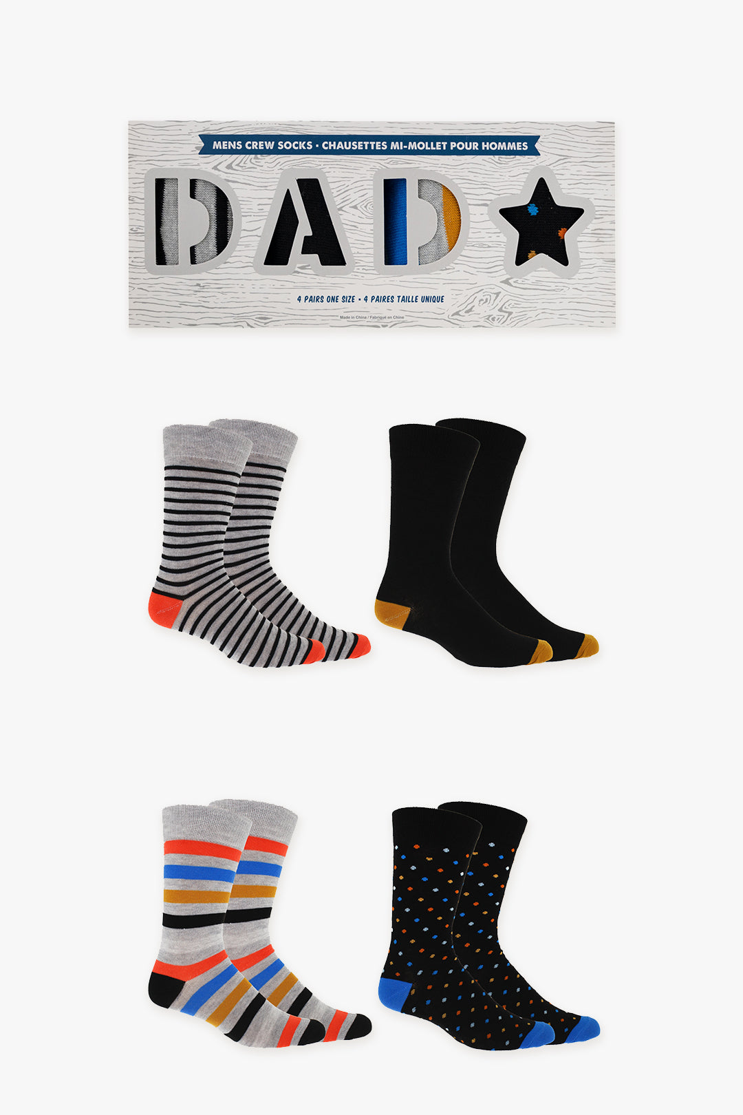 Gertex Fathers Day Men's 4-Pack Crew Socks Gift Box